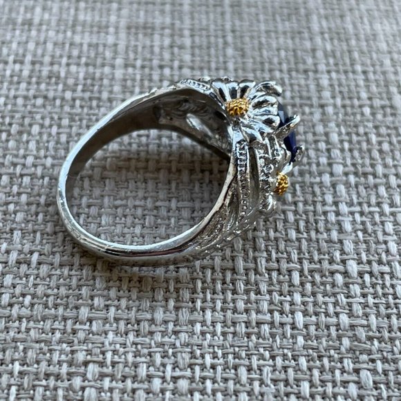 Women Rings Fashion Faux Blue Stone Silver/Gold Tone Fancy Jewelry Rings Size 10 - Picture 6 of 12